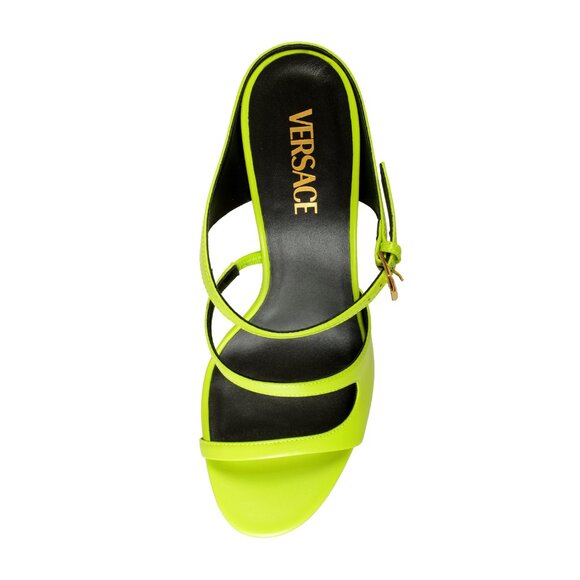 Versace Women's Acid Lime Medusa 100% Leather Sandals Mules Shoes US 11 IT 41 - Picture 7 of 8